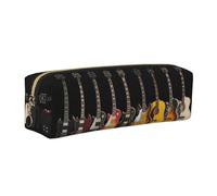 DNBCLEZK Electric Guitar Cute Leather Pencil Case,Premium Smooth Zipper Durable Metal Puller,Full-Print Designer Stationery Organizer for School Office