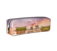DNBCLEZK Elephant On A Bridge Cute Personalised Leather Pencil Case for Girls Boys,Print Stationery Storage Pencil Case