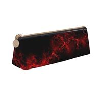 DNBCLEZK Explosion Burst Red Black Cute Leather Triangular Pencil Case,Premium Smooth Zipper Durable Metal Puller,Full-Print Designer Stationery Organizer for School Office