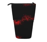 DNBCLEZK Explosion Burst Red Black Expandable Pencil Case,Oxford-Fabric Telescopic Pencil Pouch with Zipper, Portable Multifunctional Stationery Bag