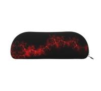 DNBCLEZK Explosion Burst Red Black Semicircular Pencil Case, Full-Pattern Printed Pen Pouch, Premium PVC Cross-Grain Leather with Polyester Lining