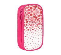 DNBCLEZK Falling Red Hearts Double Layer Large Capacity Pencil Case,Print Polyester Oxford-Cloth Stationery Pouch with Multi Slots, Multi-Compartment Storage Bag