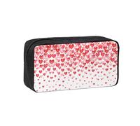 DNBCLEZK Falling Red Hearts Simple Large-Capacity Pencil Case with Full Print,600d Oxford-Fabric,Durable Sturdy,Smooth Zipper, Pen Holder for School Office Travel