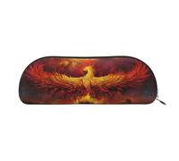 DNBCLEZK Fantasy Phoenix Semicircular Pencil Case, Full-Pattern Printed Pen Pouch, Premium PVC Cross-Grain Leather with Polyester Lining