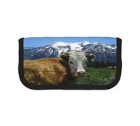 DNBCLEZK Farm Animal Cow Large Capacity Canvas Pencil Case with Full Print Black Trim,Multipurpose Makeup Bag Organizer, Double Zipper Closure (19x9x5 Cm)