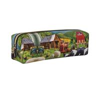 DNBCLEZK Farm Animals Cute Leather Pencil Case,Premium Smooth Zipper Durable Metal Puller,Full-Print Designer Stationery Organizer for School Office