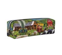 DNBCLEZK Farm Animals Cute Leather Pencil Case,Premium Smooth Zipper Durable Metal Puller,Full-Print Designer Stationery Organizer for School Office