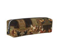 DNBCLEZK Farm Chickens Cute Leather Pencil Case,Premium Smooth Zipper Durable Metal Puller,Full-Print Designer Stationery Organizer for School Office