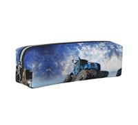 DNBCLEZK Farm Tractor Cute Leather Pencil Case,Premium Smooth Zipper Durable Metal Puller,Full-Print Designer Stationery Organizer for School Office