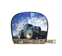 DNBCLEZK Farm Tractor Pu Leather Semicircle Card Holder Wallet, Compact Zipper Card Case with 12 Card Slots 2 Main Compartments,Water-Resistant Small Purse