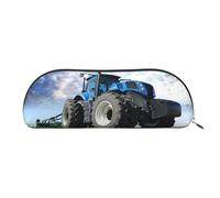 DNBCLEZK Farm Tractor Semicircular Pencil Case, Full-Pattern Printed Pen Pouch, Premium PVC Cross-Grain Leather with Polyester Lining