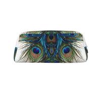 DNBCLEZK Feather Customizable Leather Zipper Pencil Case, Full-Print Design School and Office Stationery Holder (Personalized Pattern)