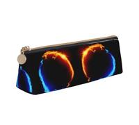 DNBCLEZK Fire and Ice Dragons Cute Leather Triangular Pencil Case,Premium Smooth Zipper Durable Metal Puller,Full-Print Designer Stationery Organizer for School Office