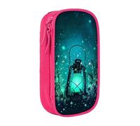 DNBCLEZK Fireflies and Lantern Double Layer Large Capacity Pencil Case,Print Polyester Oxford-Cloth Stationery Pouch with Multi Slots, Multi-Compartment Storage Bag