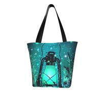DNBCLEZK Fireflies And Lantern Women'S Printed Tote Bag, Large Capacity Shoulder Handbag, Polyester Fabric With Foam Padding,Inner Security Pocket