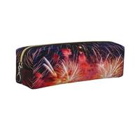 DNBCLEZK Fireworks Cute Leather Pencil Case,Premium Smooth Zipper Durable Metal Puller,Full-Print Designer Stationery Organizer for School Office