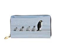 DNBCLEZK Five Penguins Long Leather Wristlet Wallet with Dual-Sided Print-Large Capacity Organizer with 12 Card Slots,Zippered Coin Pocket and Multiple Compartments
