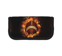 DNBCLEZK Flaming American Football Large Capacity Canvas Pencil Case with Full Print Black Trim,Multipurpose Makeup Bag Organizer, Double Zipper Closure (19x9x5 Cm)