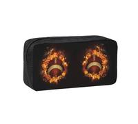 DNBCLEZK Flaming American Football Simple Large-Capacity Pencil Case with Full Print,600d Oxford-Fabric,Durable Sturdy,Smooth Zipper, Pen Holder for School Office Travel
