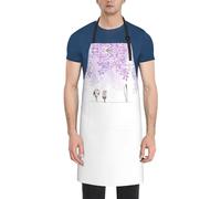 DNBCLEZK Framing Lilac Flowers In Blossom Adult Waterproof Apron With Pockets-Full Single-Sided Print,Adjustable Neck Waist Ties,Durable Polyester Fabric For Cooking