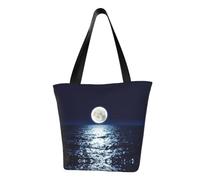 DNBCLEZK Full Moon In Night Women'S Printed Tote Bag, Large Capacity Shoulder Handbag, Polyester Fabric With Foam Padding,Inner Security Pocket