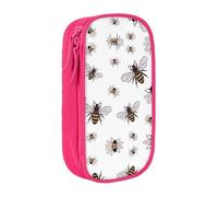 DNBCLEZK Funny Bees Double Layer Large Capacity Pencil Case,Print Polyester Oxford-Cloth Stationery Pouch with Multi Slots, Multi-Compartment Storage Bag