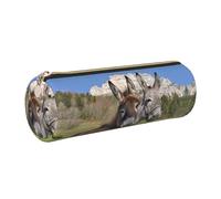 DNBCLEZK Funny Donkeys Cute Round Leather Pencil Case,Premium Smooth Zipper Durable Metal Puller,Full-Print Designer Stationery Organizer for School Office