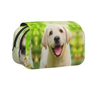 DNBCLEZK Funny Labrador Puppy Dog Double Layer Flip-Top Pencil Case,Large Capacity 50 Pens Organizer, Durable Polyester Stationery Holder for School, Art Travel (All-Over Print)