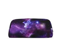 DNBCLEZK Galaxy Starry Space Purple Starry Customizable Leather Zipper Pencil Case, Full-Print Design School and Office Stationery Holder (Personalized Pattern)