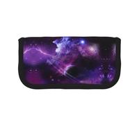 DNBCLEZK Galaxy Starry Space Purple Starry Large Capacity Canvas Pencil Case with Full Print Black Trim,Multipurpose Makeup Bag Organizer, Double Zipper Closure (19x9x5 Cm)