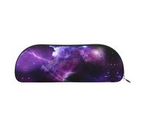 DNBCLEZK Galaxy Starry Space Purple Starry Semicircular Pencil Case, Full-Pattern Printed Pen Pouch, Premium PVC Cross-Grain Leather with Polyester Lining