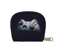 DNBCLEZK Gaming Controller Pattern Pu Leather Semicircle Card Holder Wallet, Compact Zipper Card Case with 12 Card Slots 2 Main Compartments,Water-Resistant Small Purse