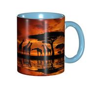 DNBCLEZK Giraffe Under The Tree in Africa Double Color Full Wrap Design Ceramic Mug,Coffee Cup with Smooth Gloss Finish, Heat-Resistant Safe, Ideal for Home, Office