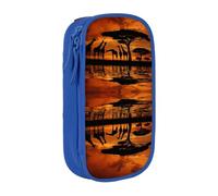 DNBCLEZK Giraffe Under The Tree in Africa Double Layer Large Capacity Pencil Case,Print Polyester Oxford-Cloth Stationery Pouch with Multi Slots, Multi-Compartment Storage Bag