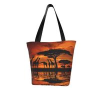 DNBCLEZK Giraffe Under The Tree In Africa Women'S Printed Tote Bag, Large Capacity Shoulder Handbag, Polyester Fabric With Foam Padding,Inner Security Pocket