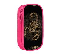 DNBCLEZK Gold Scorpion Double Layer Large Capacity Pencil Case,Print Polyester Oxford-Cloth Stationery Pouch with Multi Slots, Multi-Compartment Storage Bag