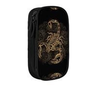 DNBCLEZK Gold Scorpion Double Layer Large Capacity Pencil Case,Print Polyester Oxford-Cloth Stationery Pouch with Multi Slots, Multi-Compartment Storage Bag