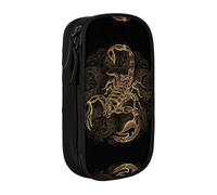 DNBCLEZK Gold Scorpion Double Layer Large Capacity Pencil Case,Print Polyester Oxford-Cloth Stationery Pouch with Multi Slots, Multi-Compartment Storage Bag