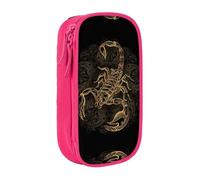 DNBCLEZK Gold Scorpion Double Layer Large Capacity Pencil Case,Print Polyester Oxford-Cloth Stationery Pouch with Multi Slots, Multi-Compartment Storage Bag
