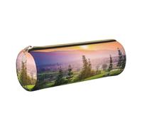 DNBCLEZK Golf Resort Park Cylinder Leather Pencil Case, Multifunctional Full Print Cross Grain PVC Pen Pouch,Lightweight Portable Stationery Bag