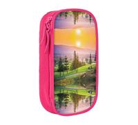 DNBCLEZK Golf Resort Park Double Layer Large Capacity Pencil Case,Print Polyester Oxford-Cloth Stationery Pouch with Multi Slots, Multi-Compartment Storage Bag