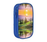 DNBCLEZK Golf Resort Park Double Layer Large Capacity Pencil Case,Print Polyester Oxford-Cloth Stationery Pouch with Multi Slots, Multi-Compartment Storage Bag