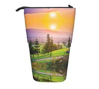 DNBCLEZK Golf Resort Park Expandable Pencil Case,Oxford-Fabric Telescopic Pencil Pouch with Zipper, Portable Multifunctional Stationery Bag