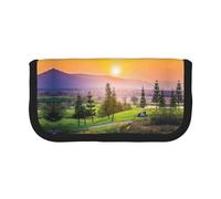 DNBCLEZK Golf Resort Park Large Canvas Pencil Case with Full Print Black Trim,Multipurpose Makeup Bag Organizer, Double Zipper Closure (19x9x5 Cm)
