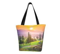 DNBCLEZK Golf Resort Park Women'S Printed Tote Bag, Large Capacity Shoulder Handbag, Polyester Fabric With Foam Padding,Inner Security Pocket
