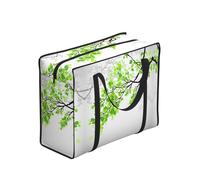 DNBCLEZK Green And White Leaf Large Tote Shopping Bag With Artistic Print,Water-Resistant Oxford-Fabric,Heavy Duty Carry Handles (28cm)