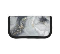 DNBCLEZK Grey Marble Stripe Large Capacity Canvas Pencil Case with Full Print Black Trim,Multipurpose Makeup Bag Organizer, Double Zipper Closure (19x9x5 Cm)