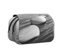 DNBCLEZK Grey Zen Stones Picture Flip Top Double Layer Pencil Case,Full Print Oxford-Cloth Stationery Pouch with Zipper and Sticky Flap,Large Capacity Pencil Bag