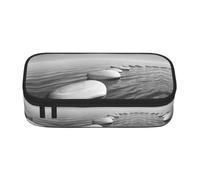 DNBCLEZK Grey Zen Stones Picture Large Capacity Pencil Case with Compartments,Oxford-Fabric Pen Pouch with Multi-Pocket Zipper, Aesthetic Printed Stationery Bag