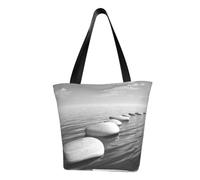 DNBCLEZK Grey Zen Stones Picture Women'S Printed Tote Bag, Large Capacity Shoulder Handbag, Polyester Fabric With Foam Padding,Inner Security Pocket